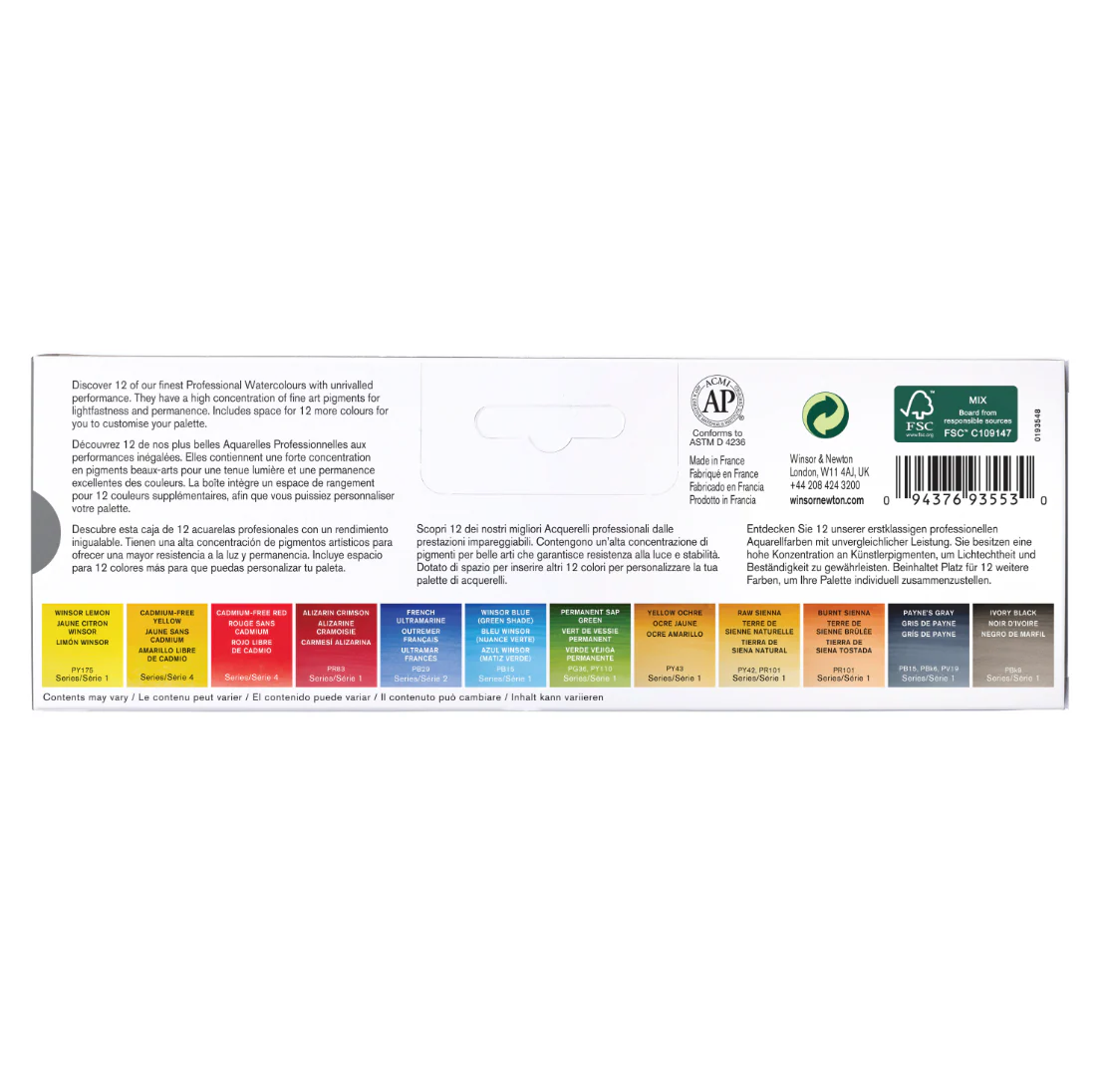 Winsor & Newton Professional Watercolour Half Pan Paints Set Of 12 - Image 3